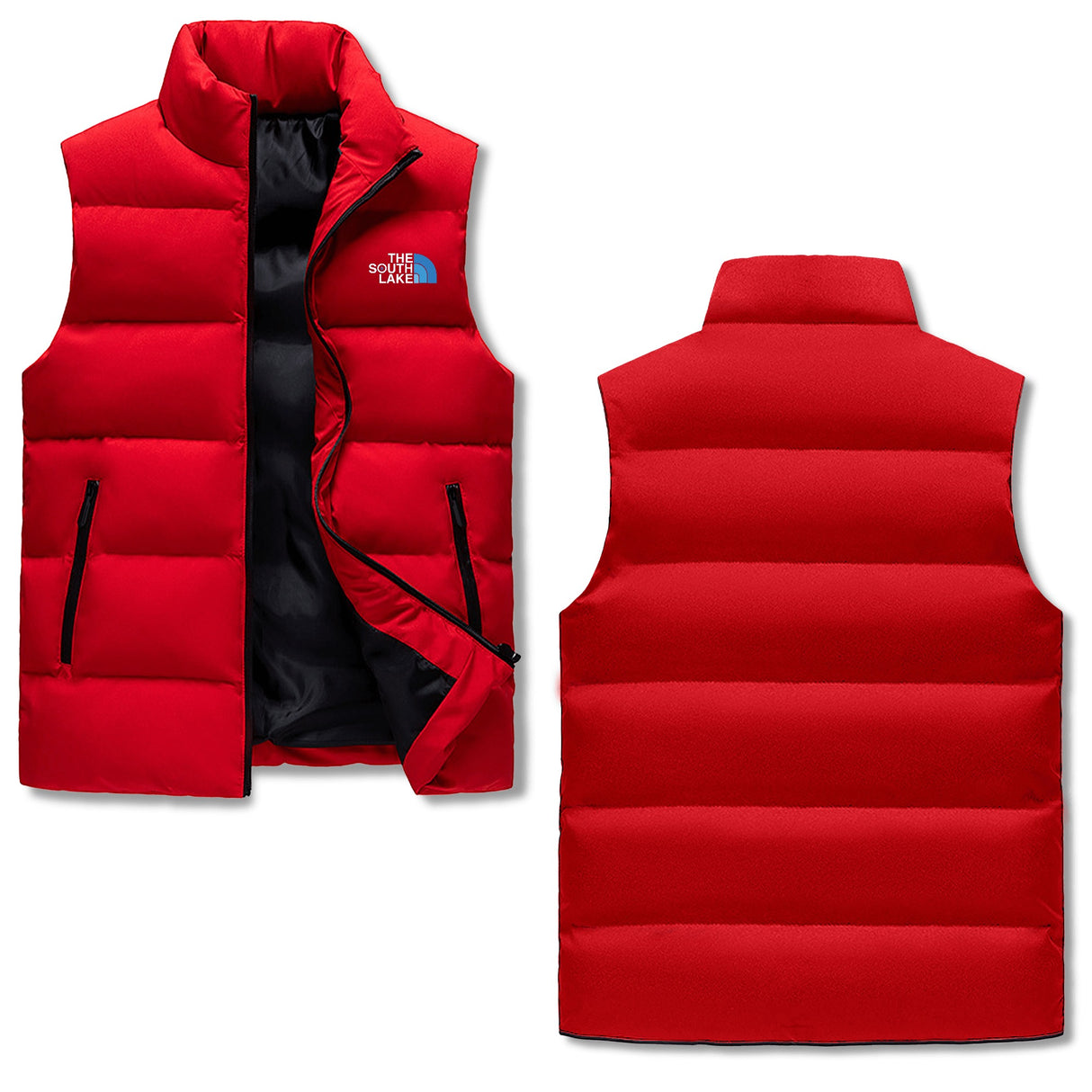 The South Lake Mens Warm Stand Collar Zip Up Puffer Vest