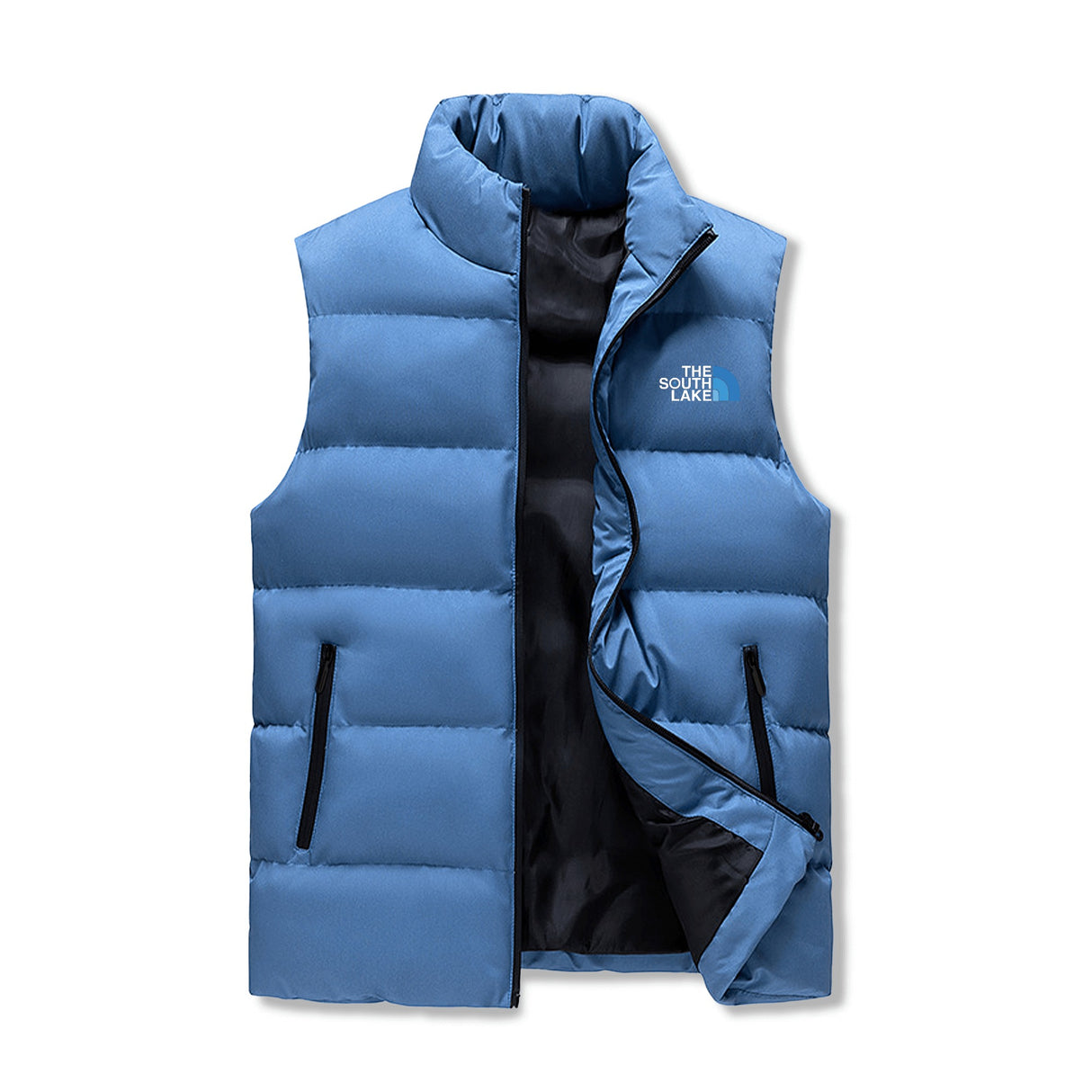 The South Lake Mens Warm Stand Collar Zip Up Puffer Vest