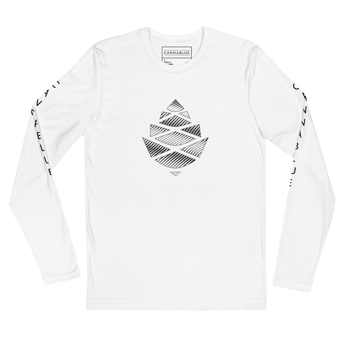 Cone Lines white Long Sleeve Fitted Crew