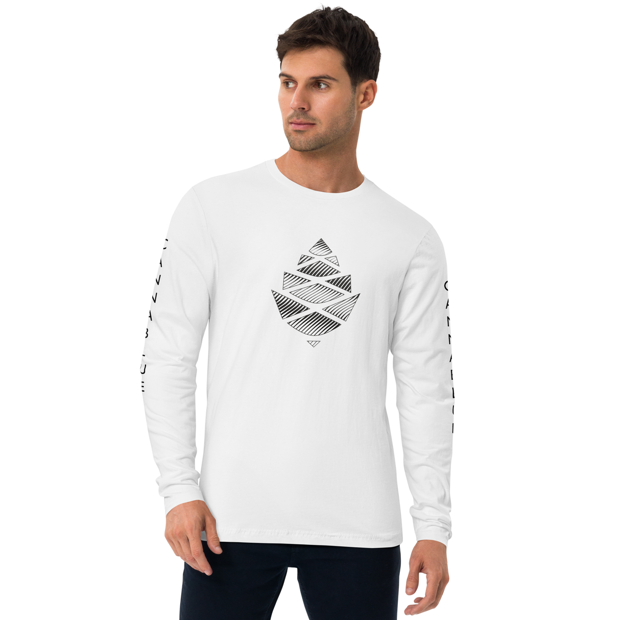 Cone Lines white Long Sleeve Fitted Crew