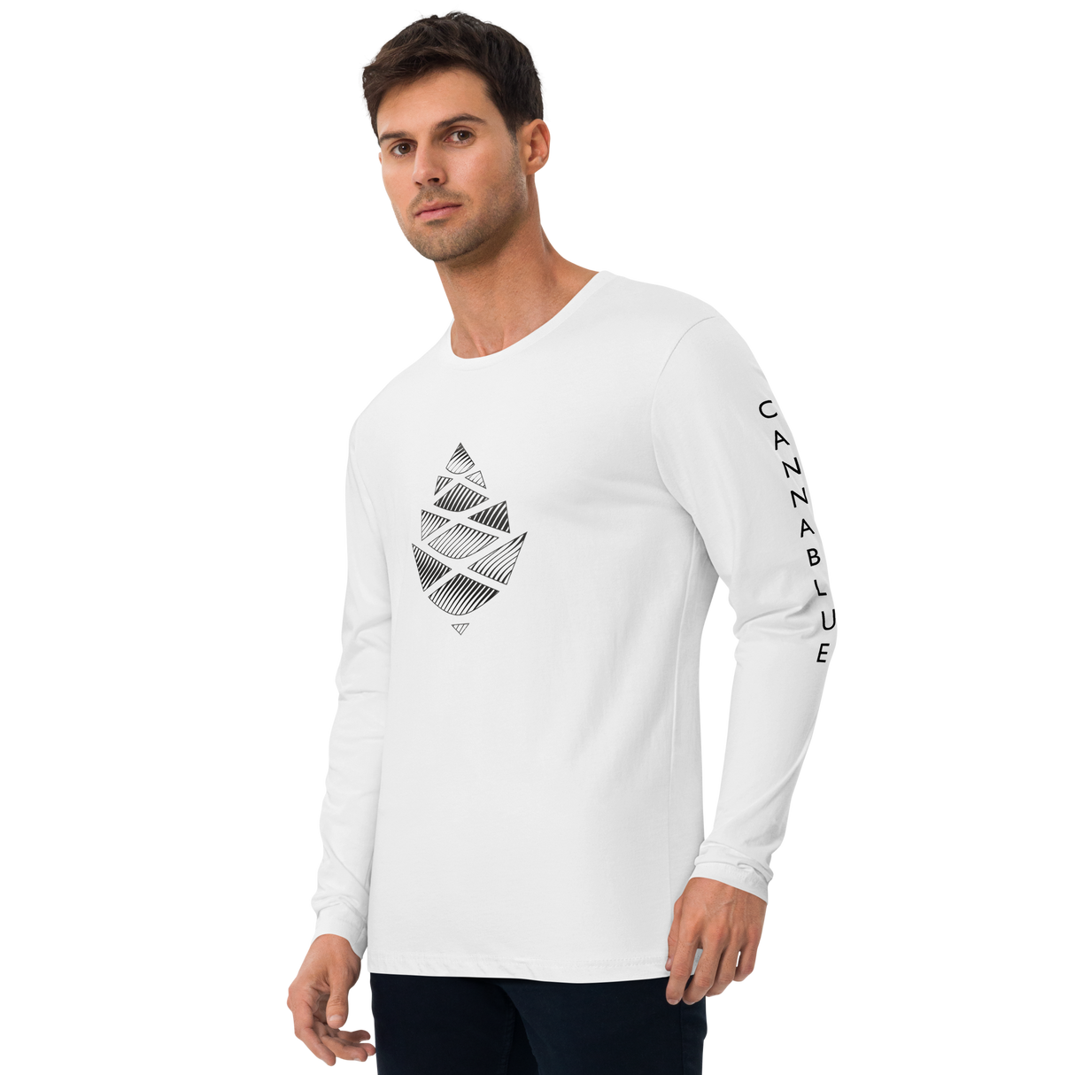 Cone Lines white Long Sleeve Fitted Crew