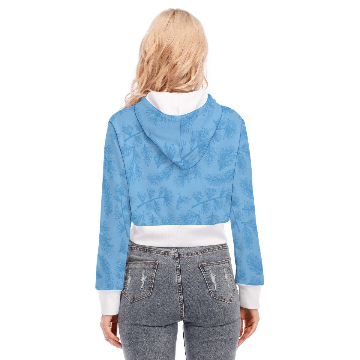 All-Over Print Women's Crop Top Hoodie With Zipper Closure