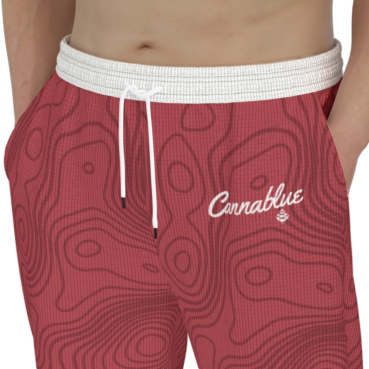 Red All-Over Print Men'S Thick Sweatpants