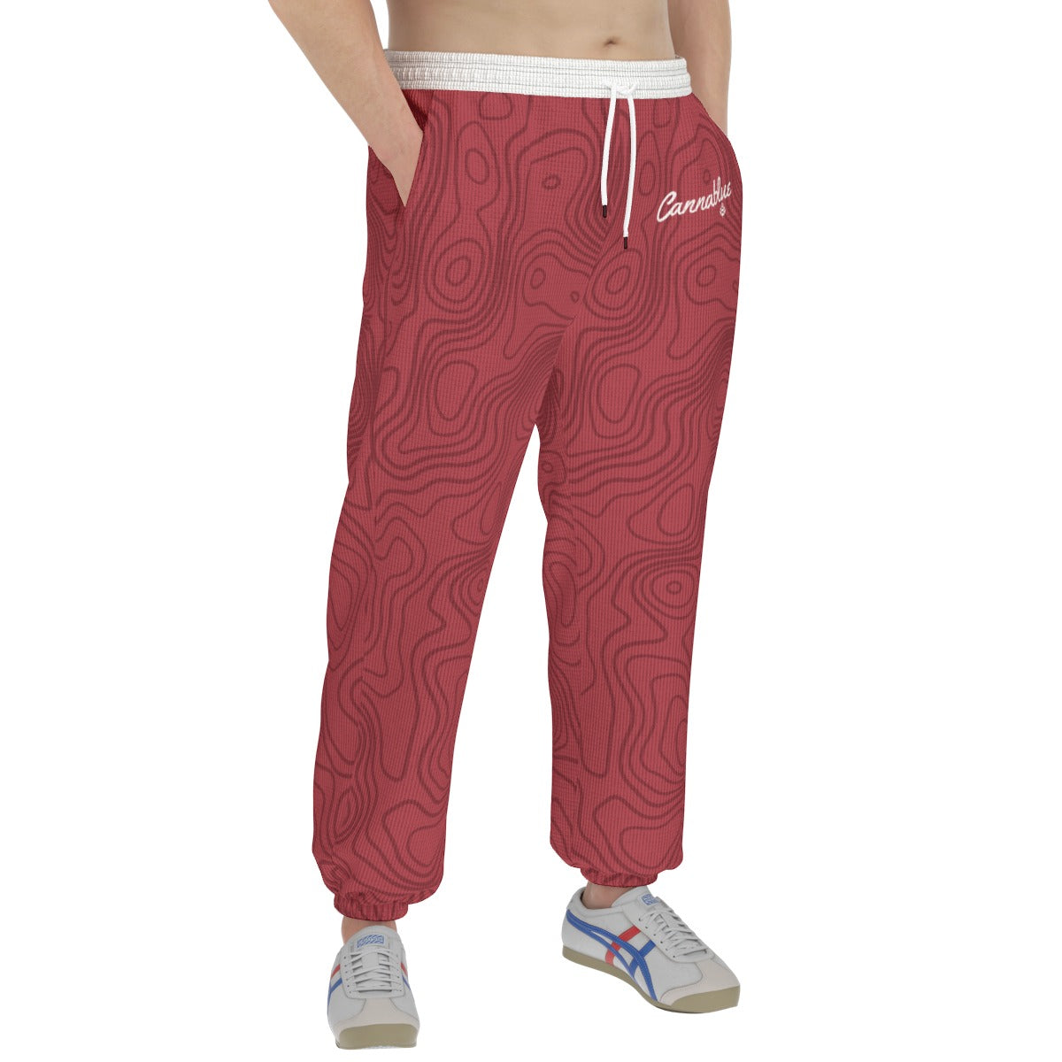 Red All-Over Print Men'S Thick Sweatpants