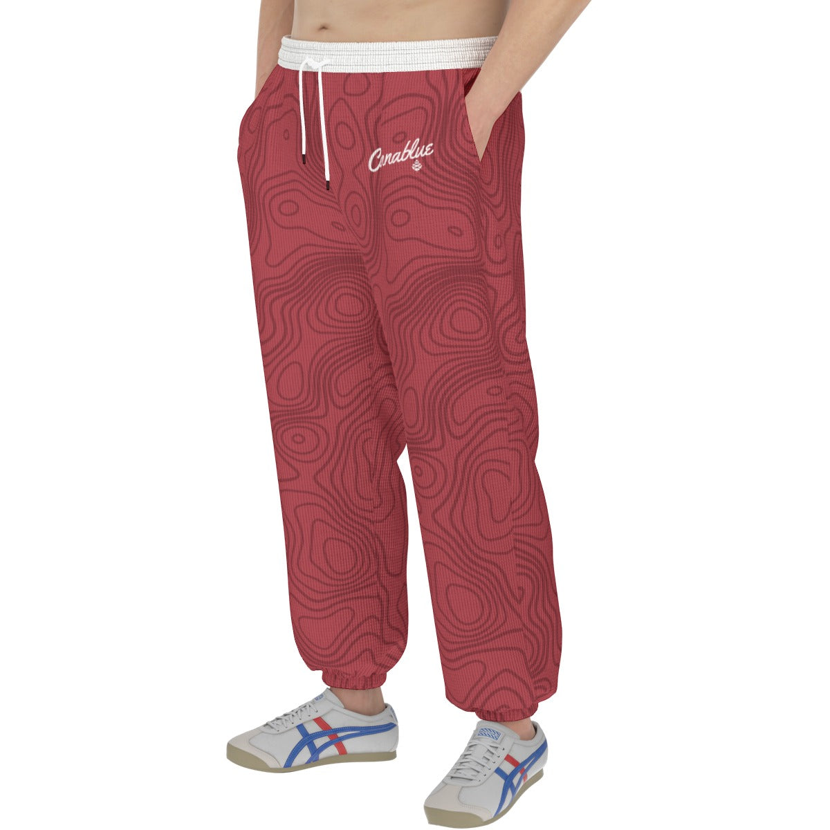 Red All-Over Print Men'S Thick Sweatpants