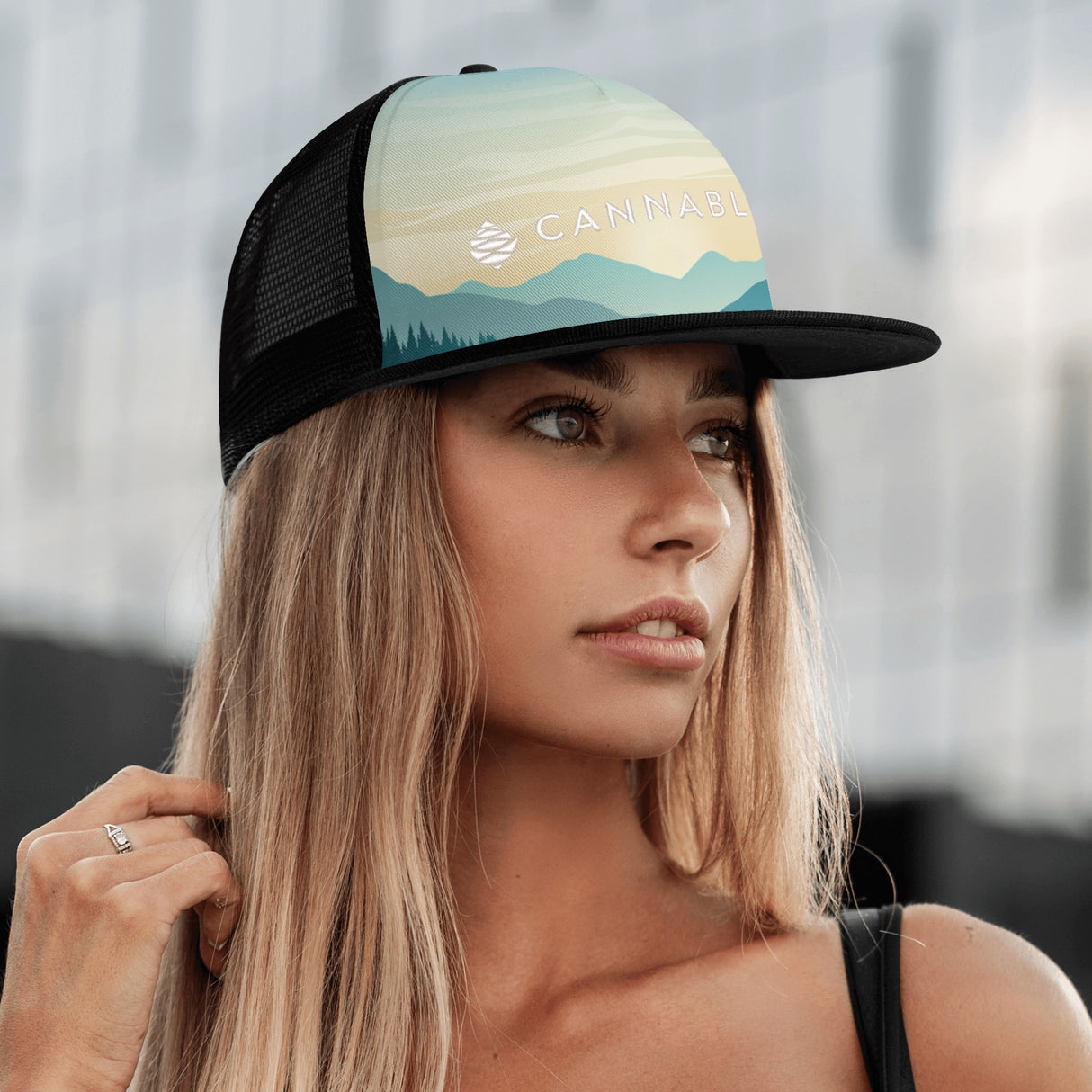 Sunset Embroidered Front and Printing Mesh Hip-hop Hats