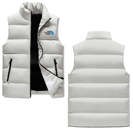 The South lake white Mens Warm Stand Collar Zip Up Puffer Vest