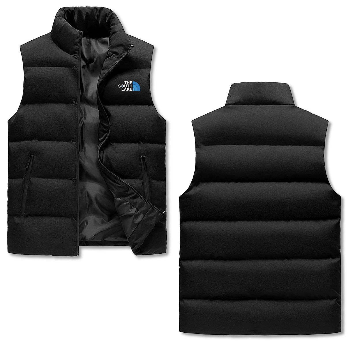 The South Lake Mens Warm Stand Collar Zip Up Puffer Vest