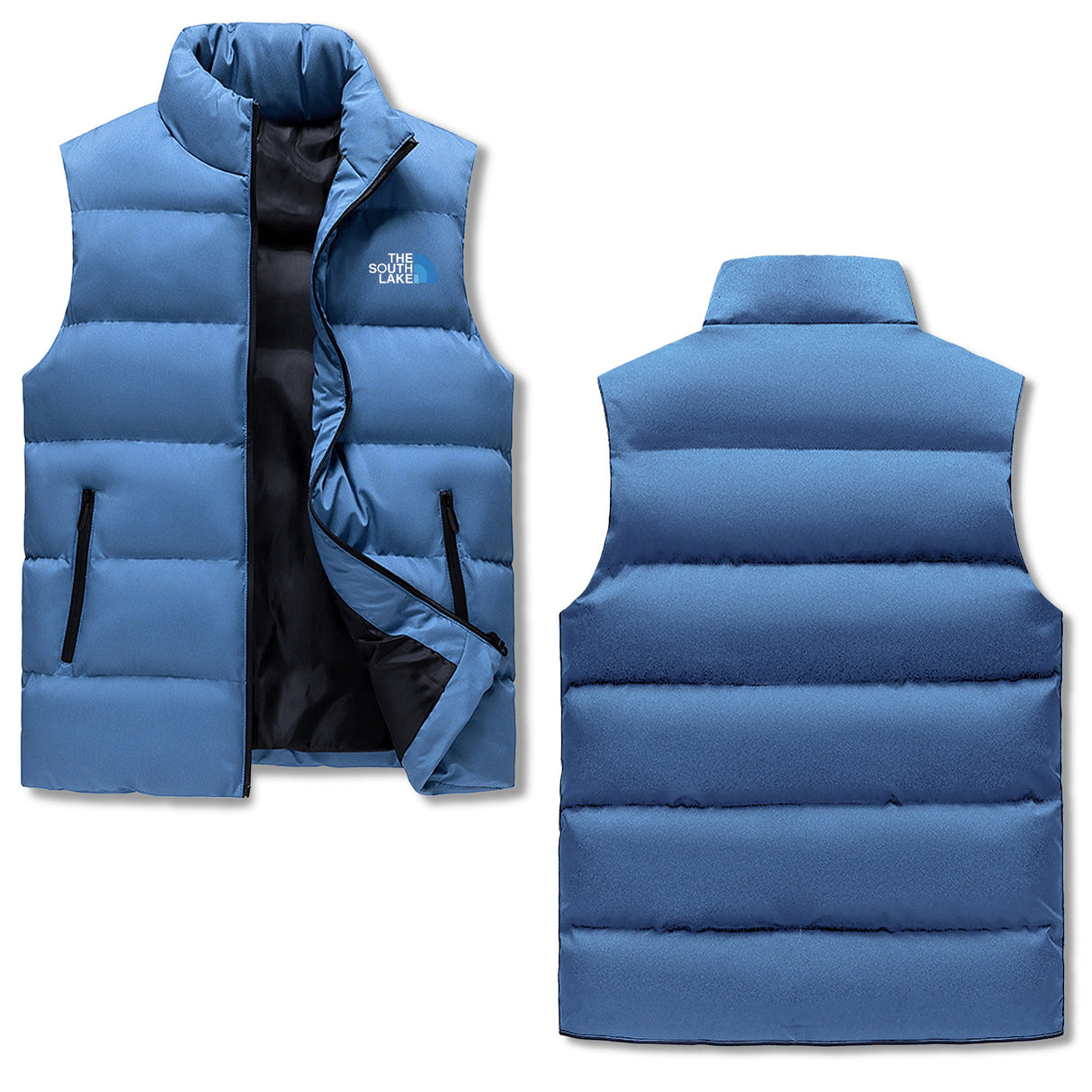 The South Lake Mens Warm Stand Collar Zip Up Puffer Vest
