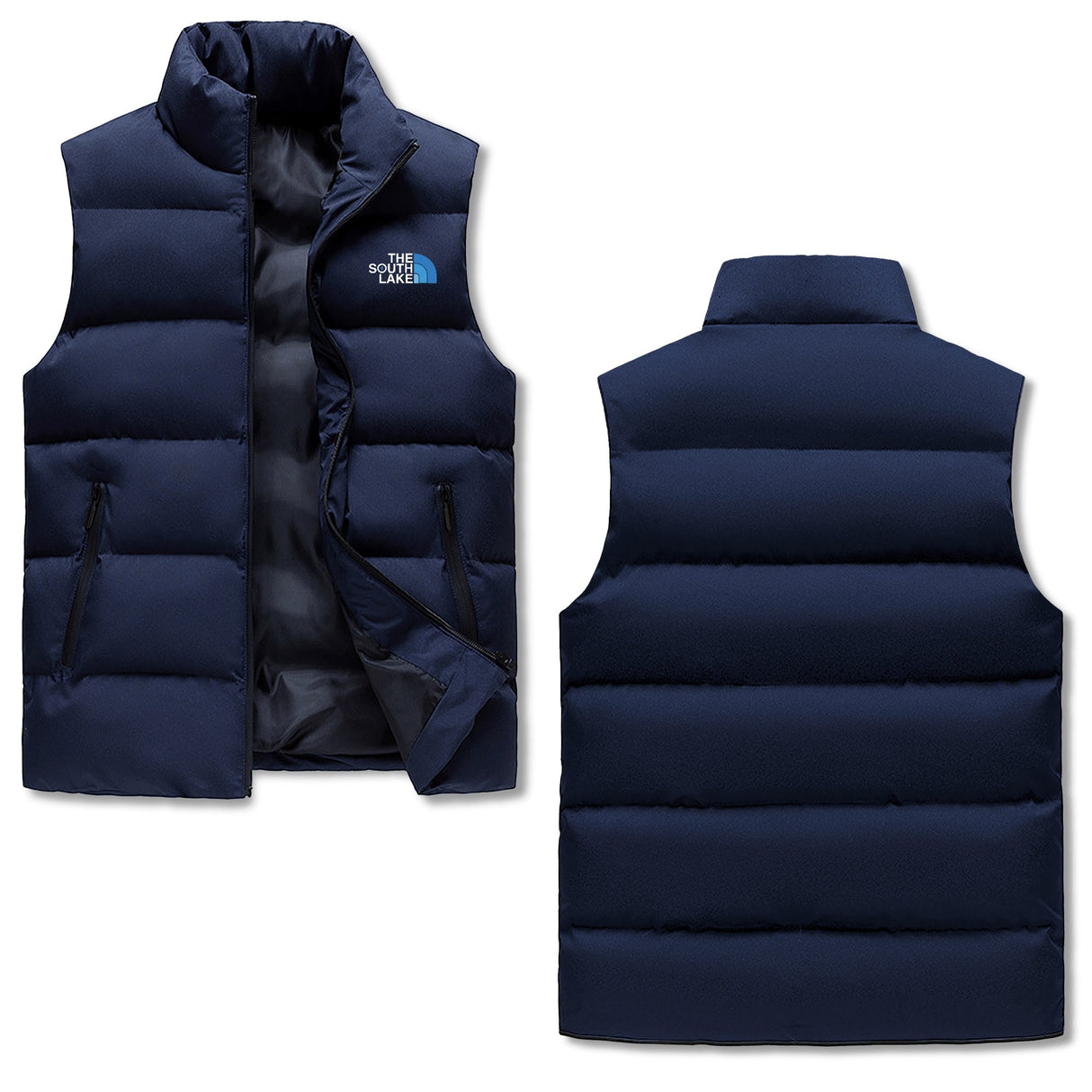 The South Lake Mens Warm Stand Collar Zip Up Puffer Vest
