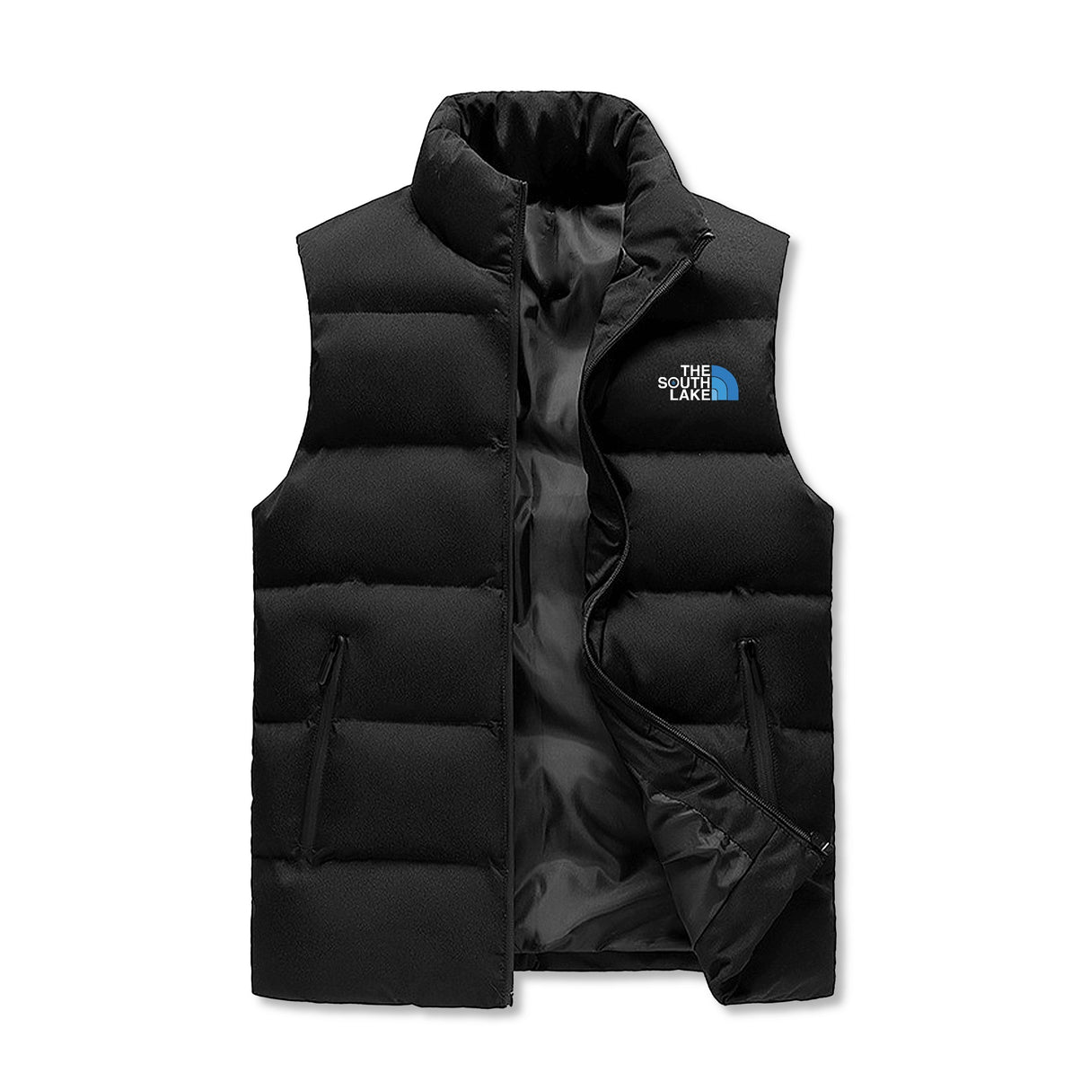The South Lake Mens Warm Stand Collar Zip Up Puffer Vest
