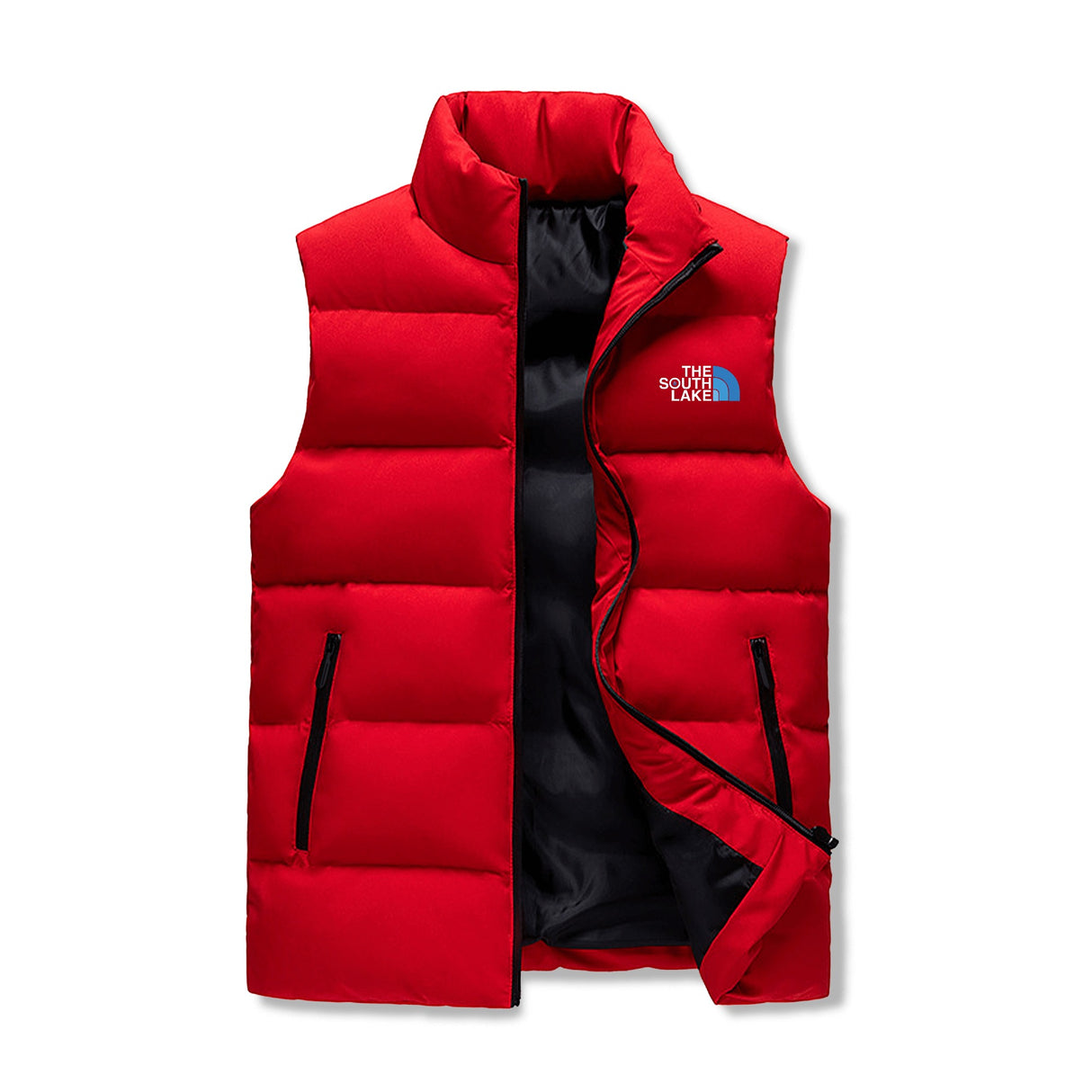 The South Lake Mens Warm Stand Collar Zip Up Puffer Vest