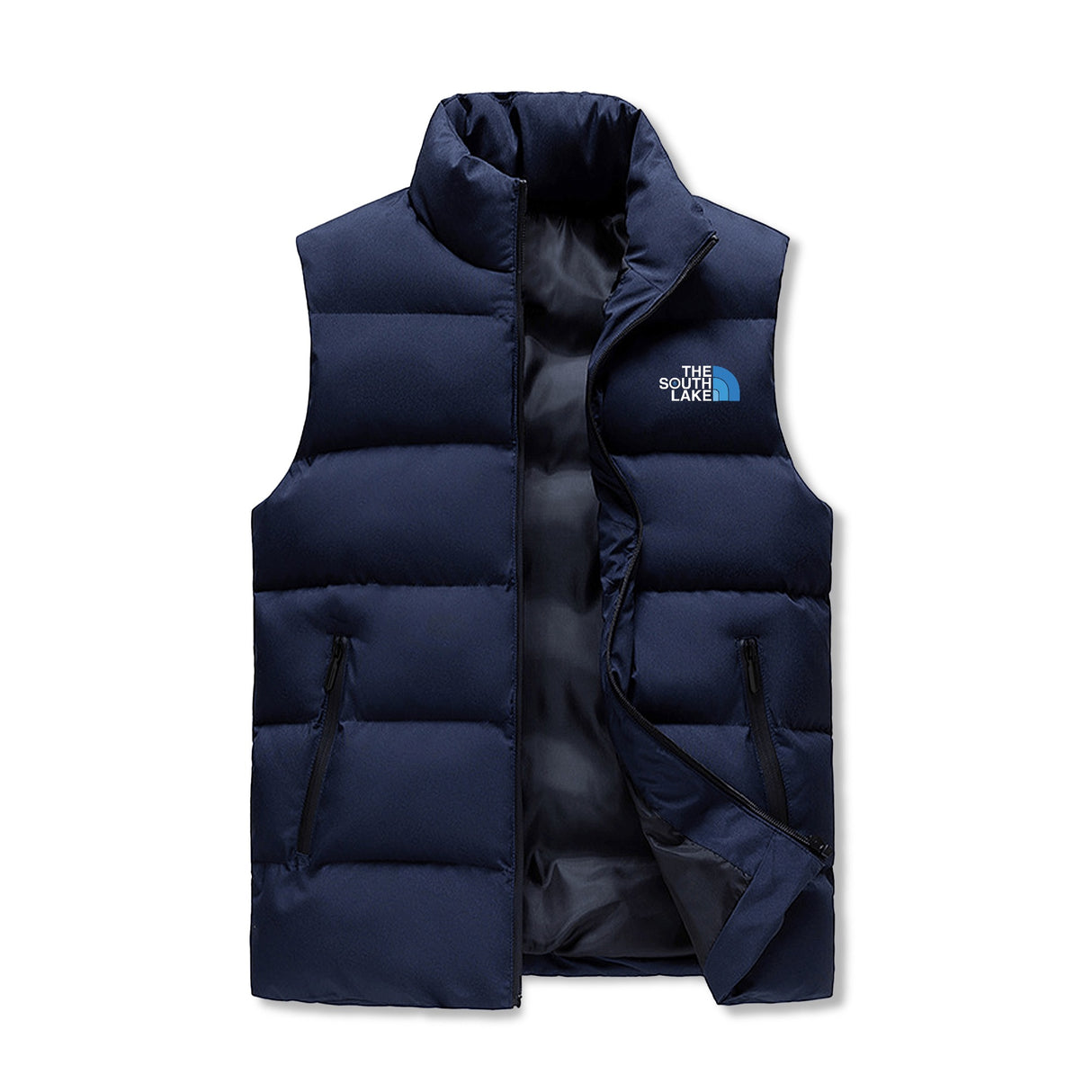 The South Lake Mens Warm Stand Collar Zip Up Puffer Vest