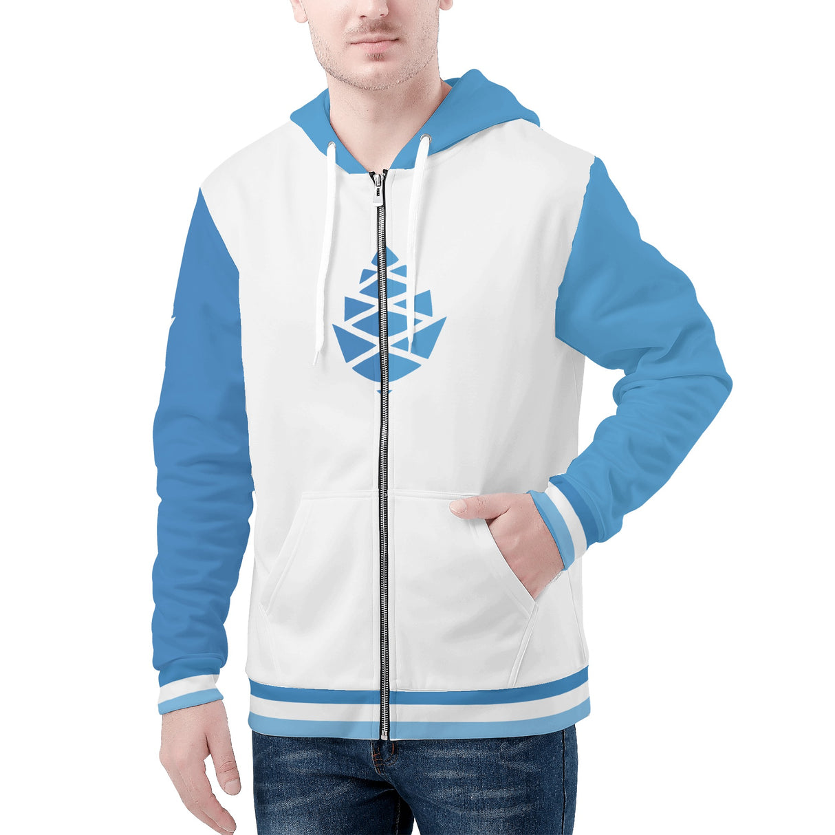 Mens All Over Print Zip Up Hoodie