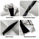 The South lake white Mens Warm Stand Collar Zip Up Puffer Vest