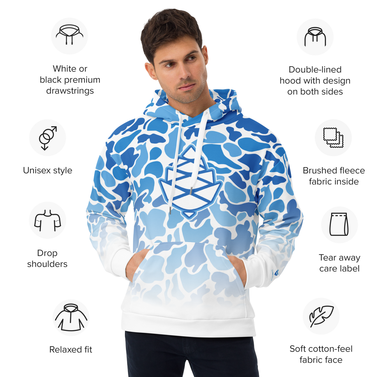 Camo Cone Fade White Unisex Hoodie