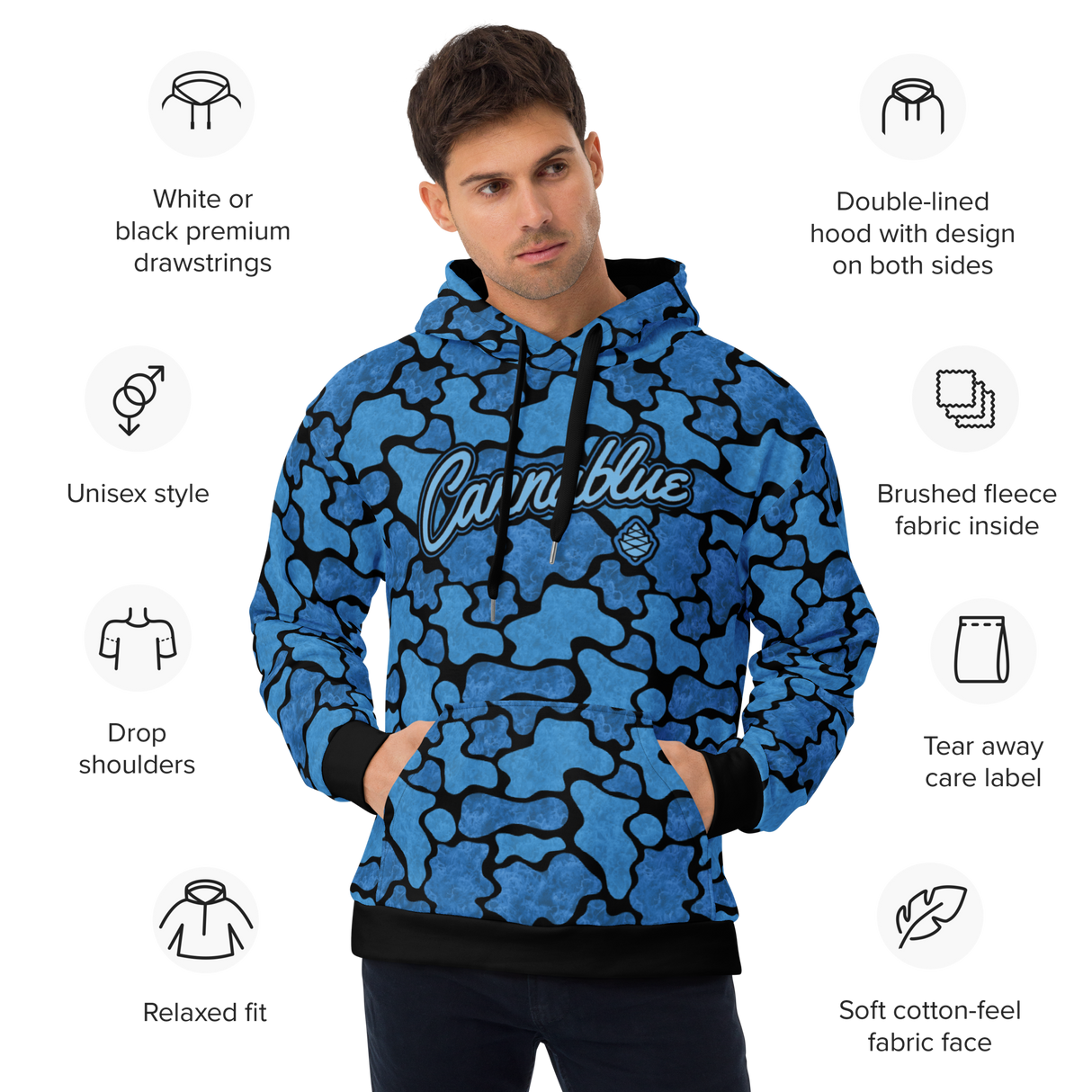 Camo Script blue/blk Unisex Hoodie