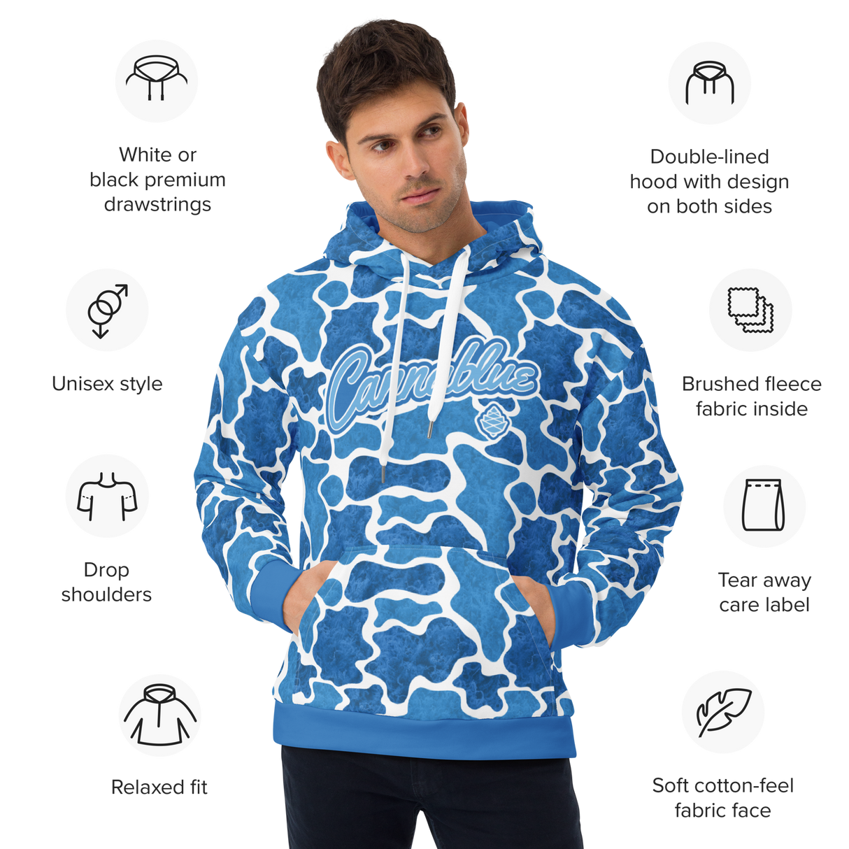 Camo Script blue/wh  Hoodie