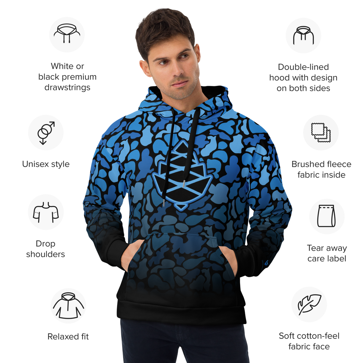 Camo Cone Fade Blk Unisex Hoodie