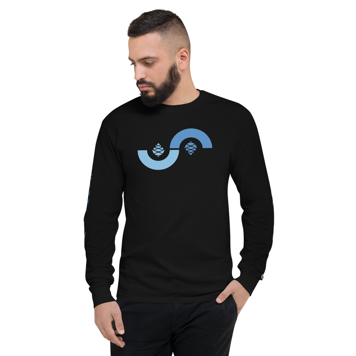 Curved Cone Men's blk Champion Long Sleeve Shirt