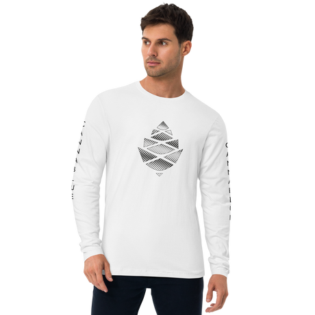 Cone Lines white Long Sleeve Fitted Crew
