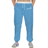Blue All-Over Print Men'S Thick Sweatpants