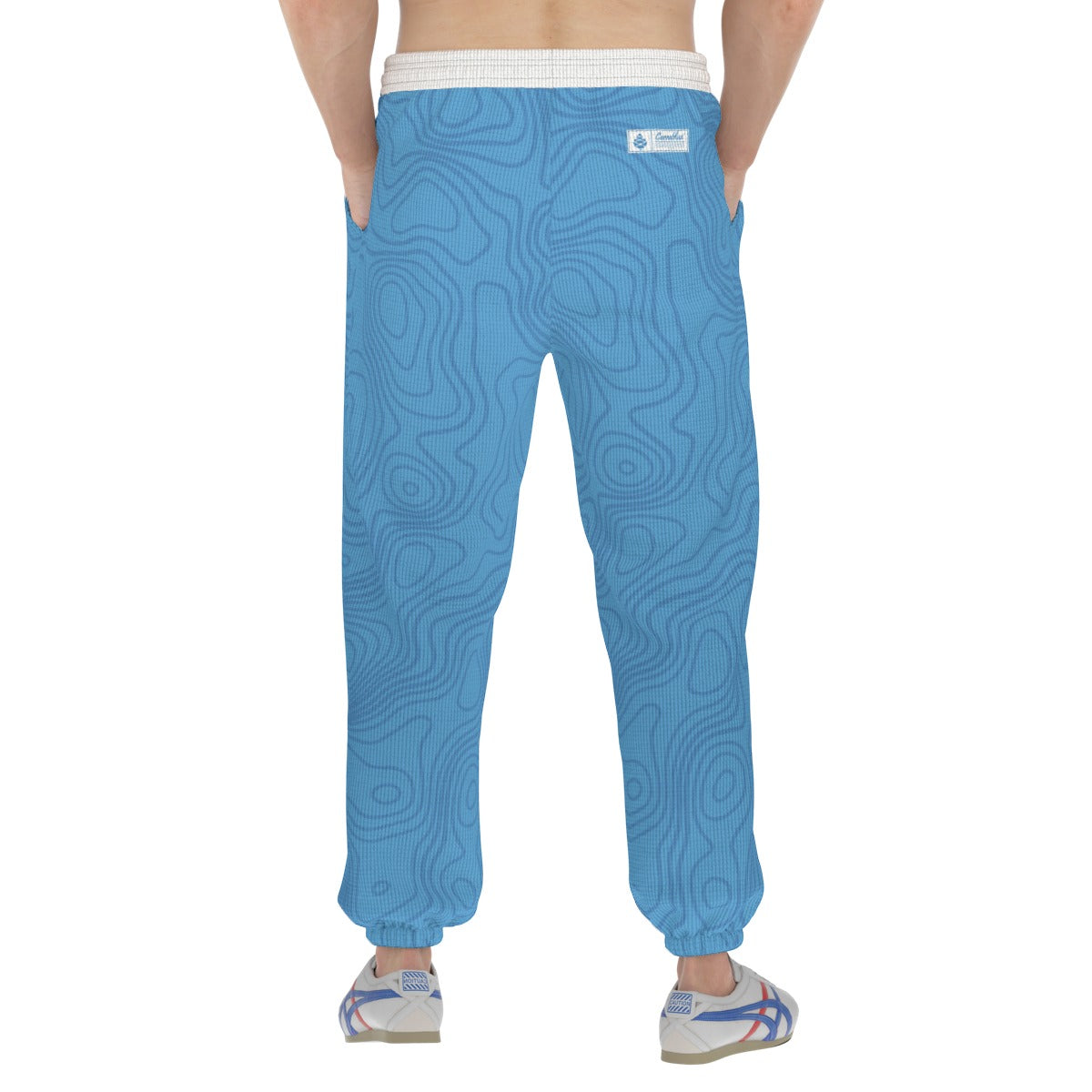 Blue All-Over Print Men'S Thick Sweatpants